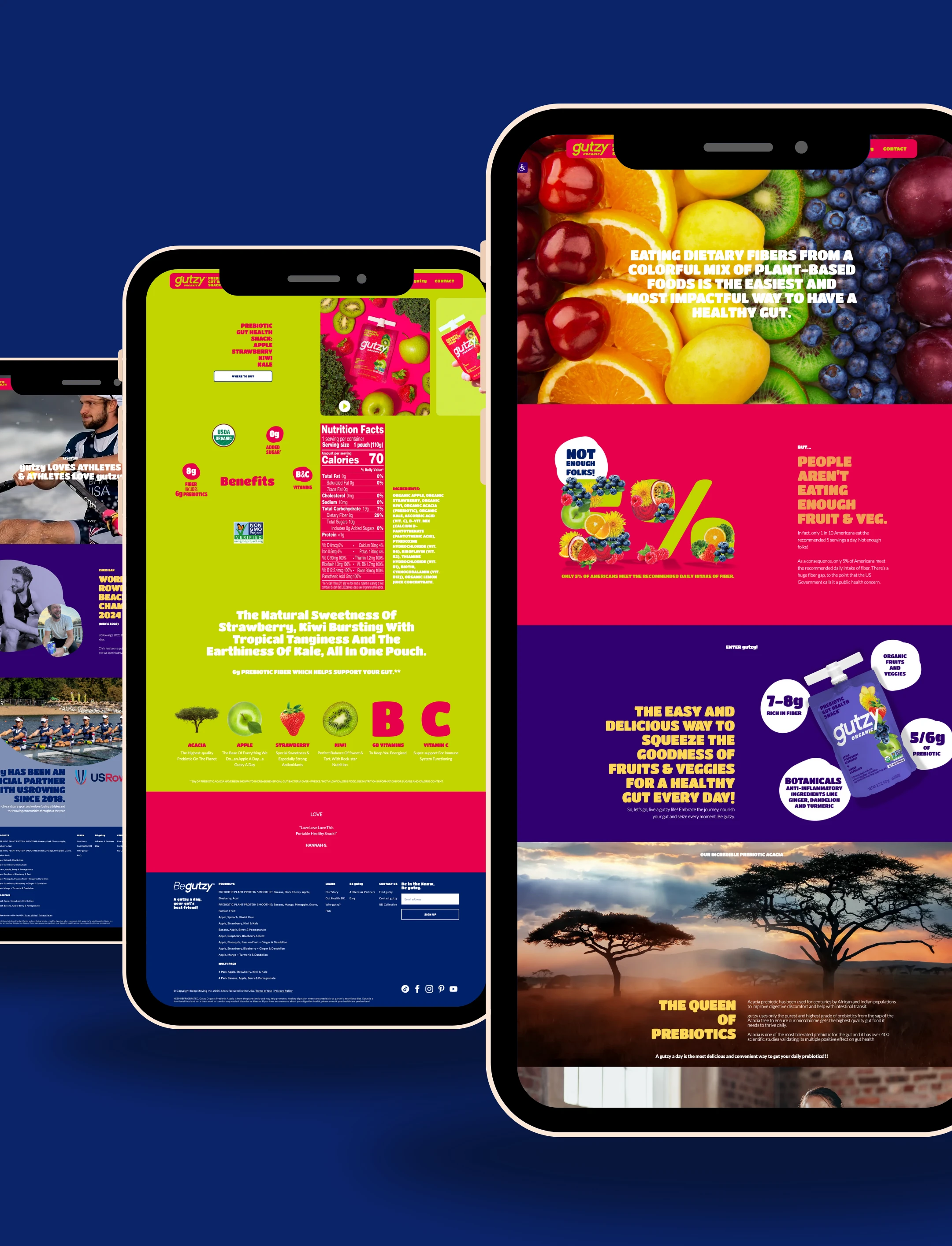Gutzy Organic website across responsive screens