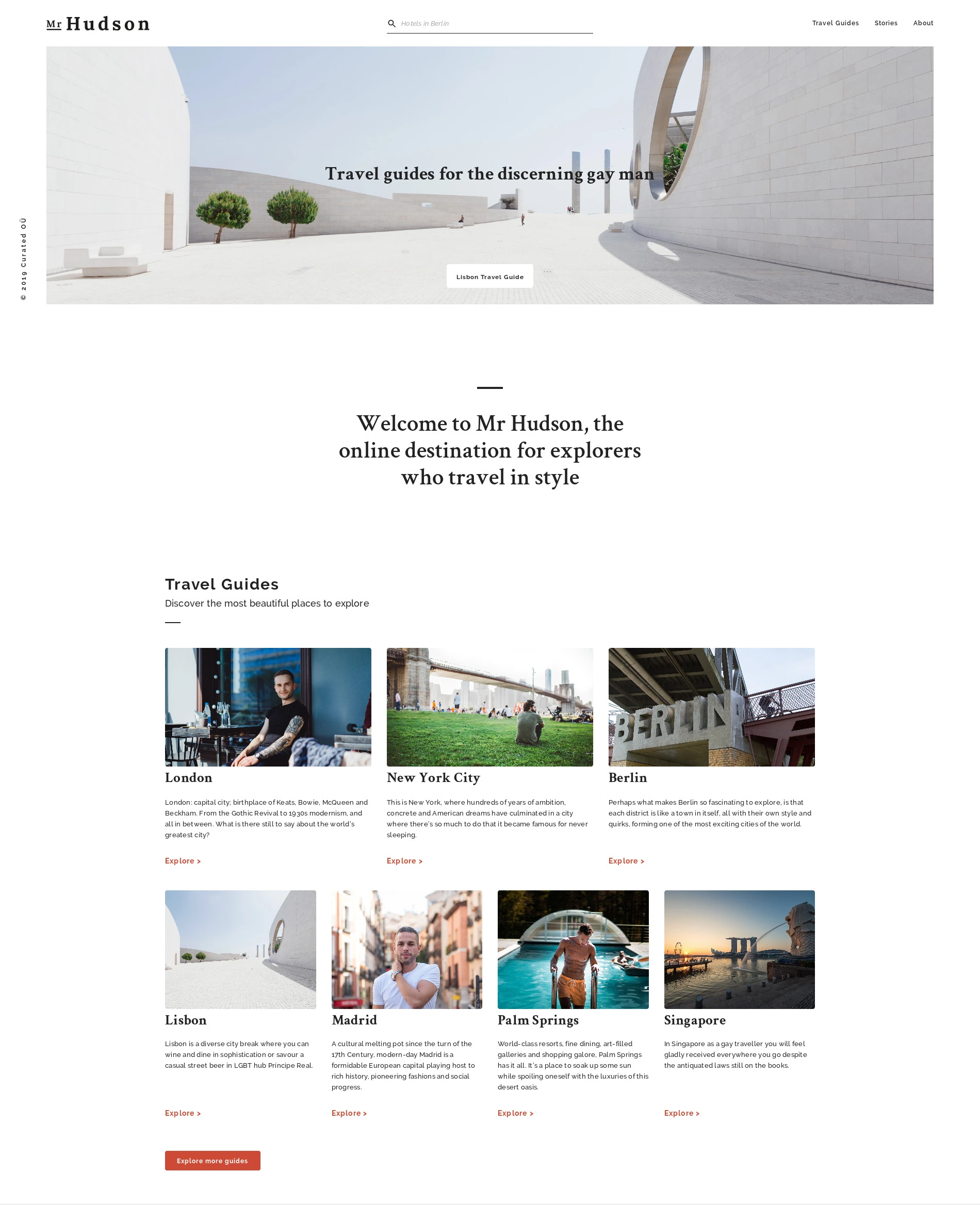 Mr Hudson homepage and travel guide navigation