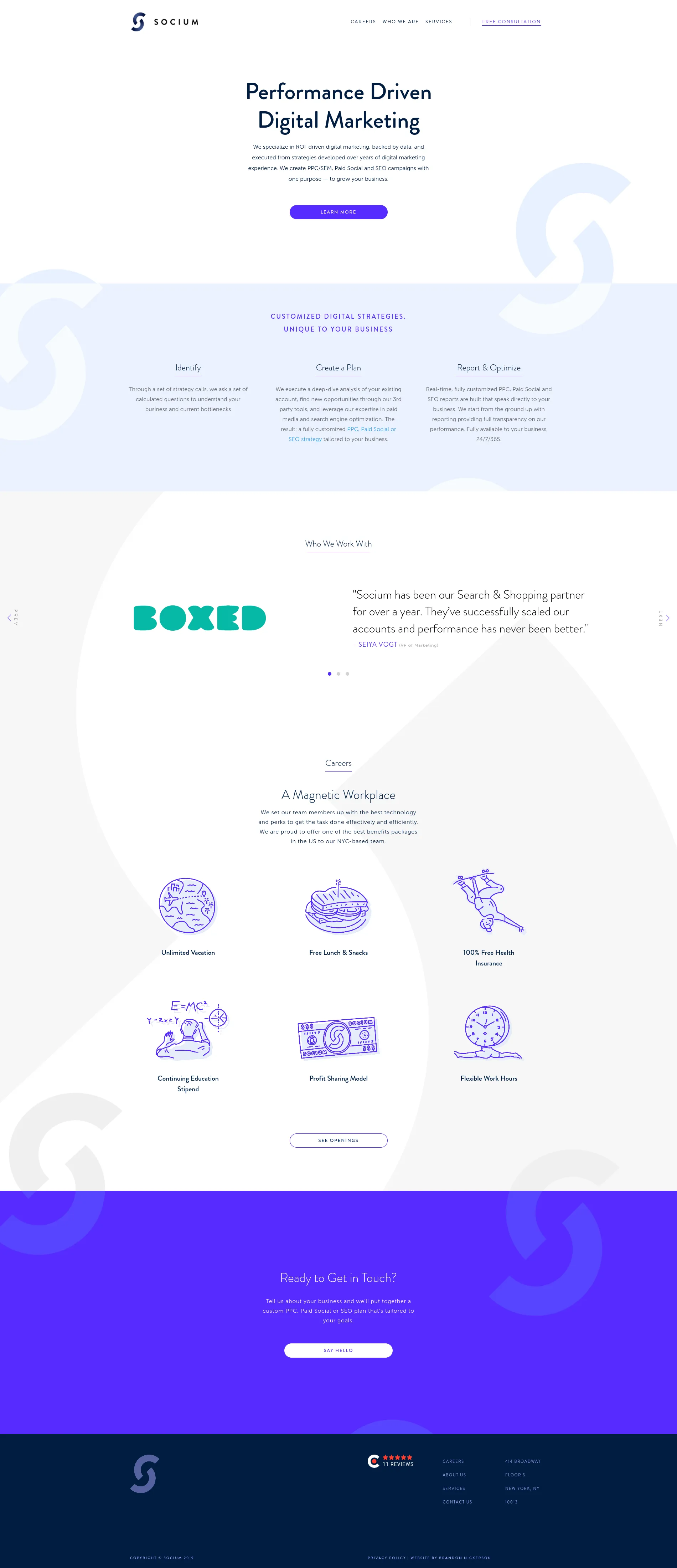 Socium Media project — Performance-led homepage