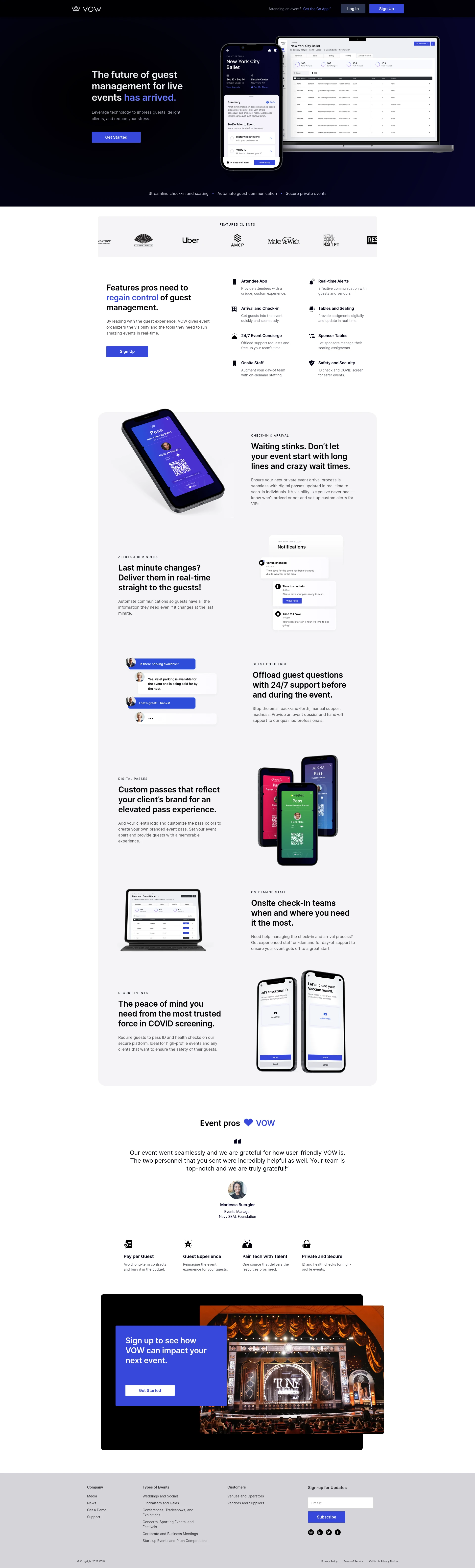 VOW application interface with mobile and desktop views