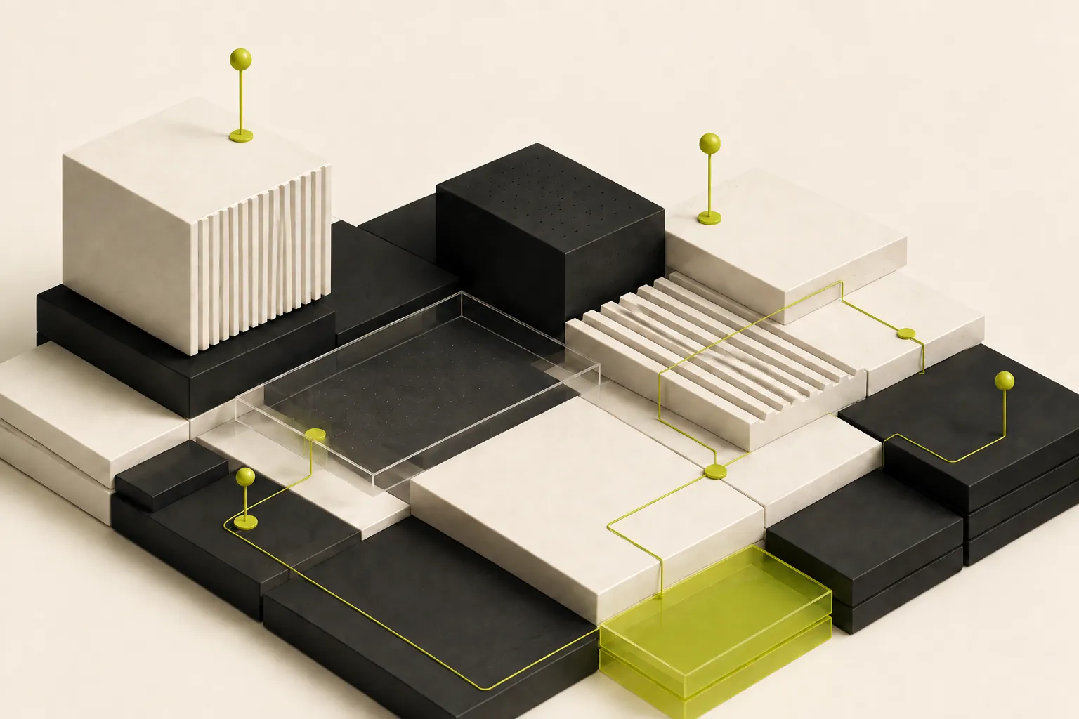 Abstract modular system representing a customized Shopify implementation